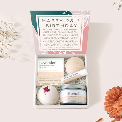 28th Birthday Compass Necklace Spa Gift Box Set