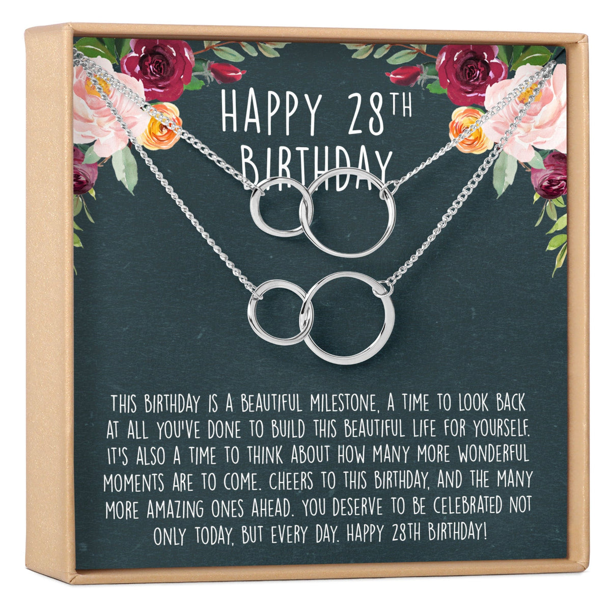 28th Birthday Necklace, Multiple Styles