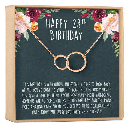 28th Birthday Necklace, Multiple Styles