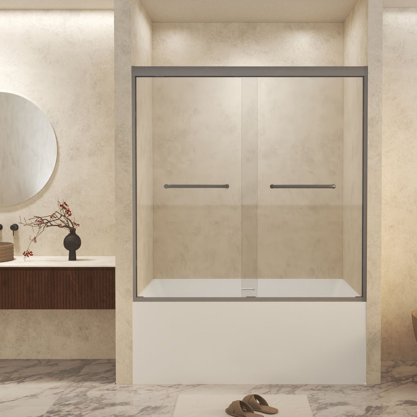 Double Sliding Shower Door With Explosion Proof Film