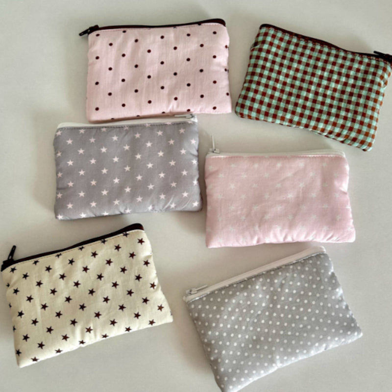 Polka-Dot And Star Quilted Zippered Storage Bag