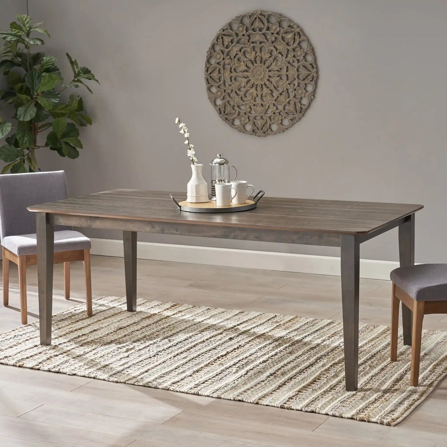 Farmhouse Charm Dining Table With Square Leg
