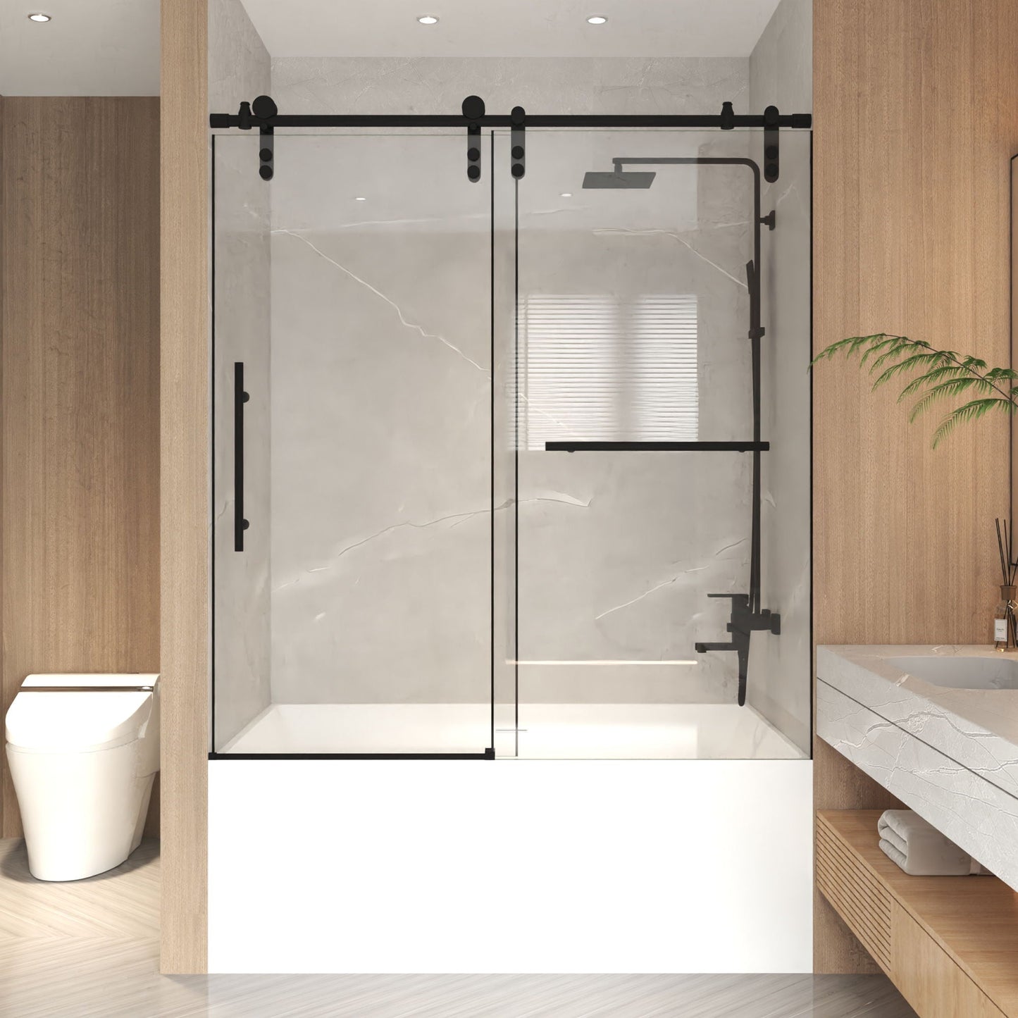Frameless Sliding Bathtub Door With Frame