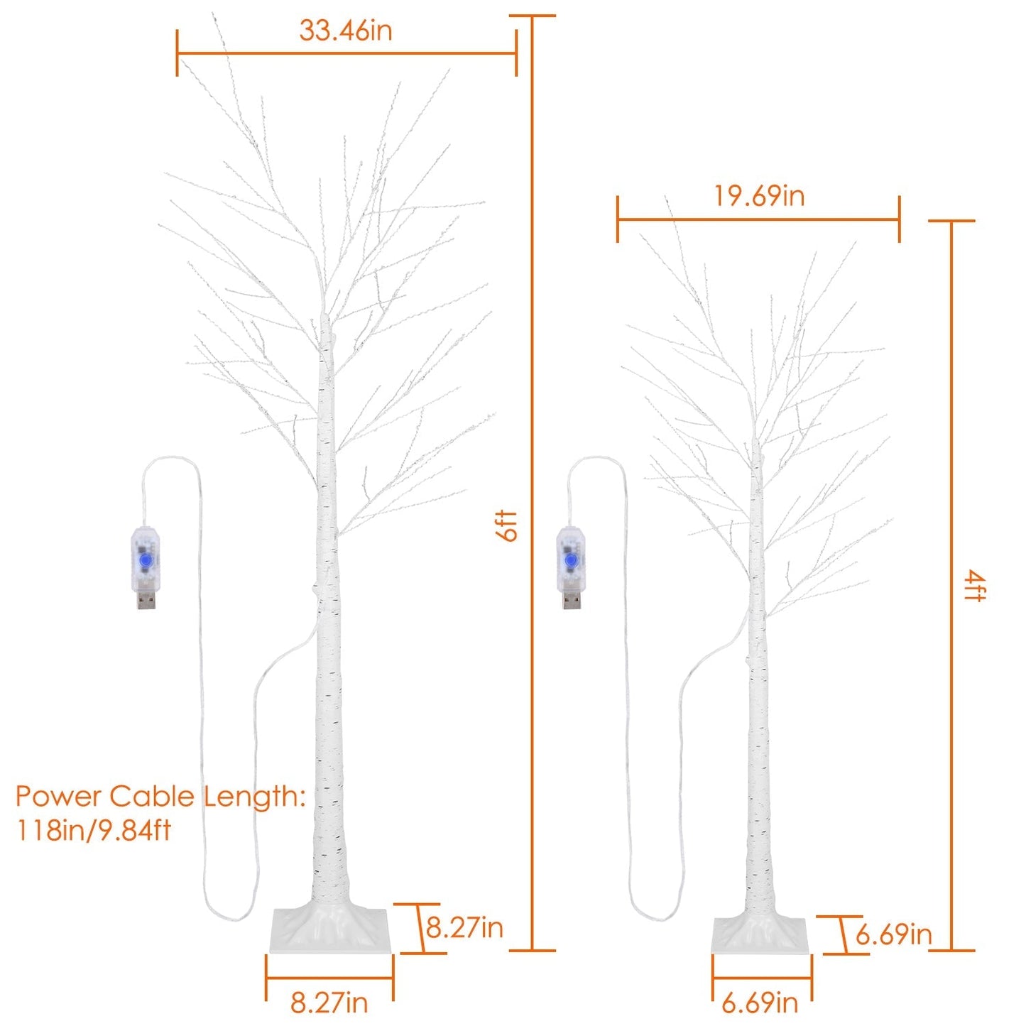 Lighted Birch Tree Artificial White Birch Twig Tree with 8 Warm White Lighting Modes for Wedding Party Christmas Holiday Festival Home Decoration