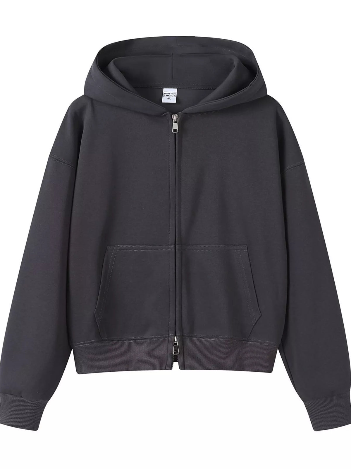 Full Size Casual Zip-Up Long Sleeve Hoodie Plus Size