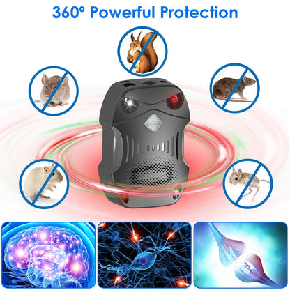 2 Pack Under Hood Ultrasonic Rodent Repeller Rodent Control Deterrent Chaser Blocker for Vehicle Indoor with Strobe Light 3 Power Supplies