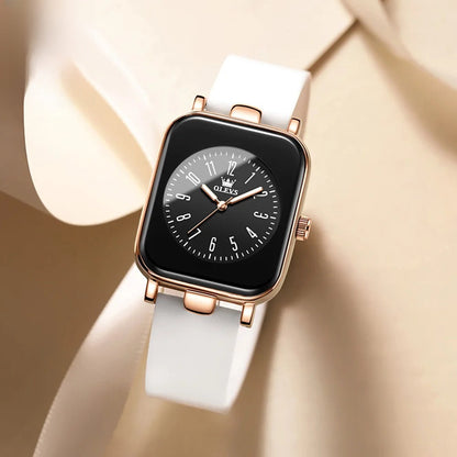 Women's Rectangular Silicone Quartz Watch