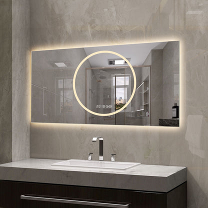 LED Vanity Mirror With Anti Fog & Dimmable Lights, Wall-Mounted - Antique Silver