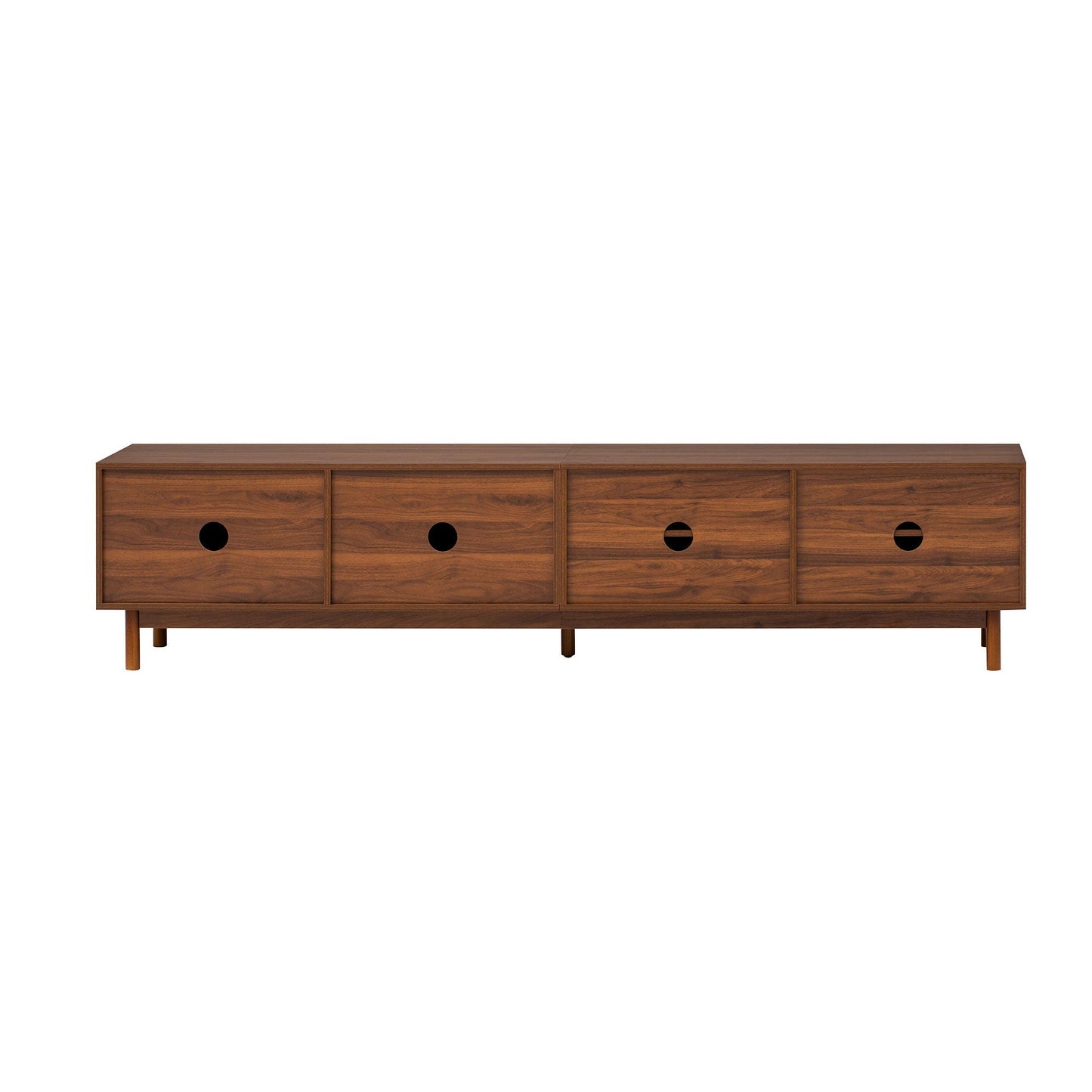 TV Stand With Legs, Media Console, 4 Cabinets For Living Room - Natural Wood