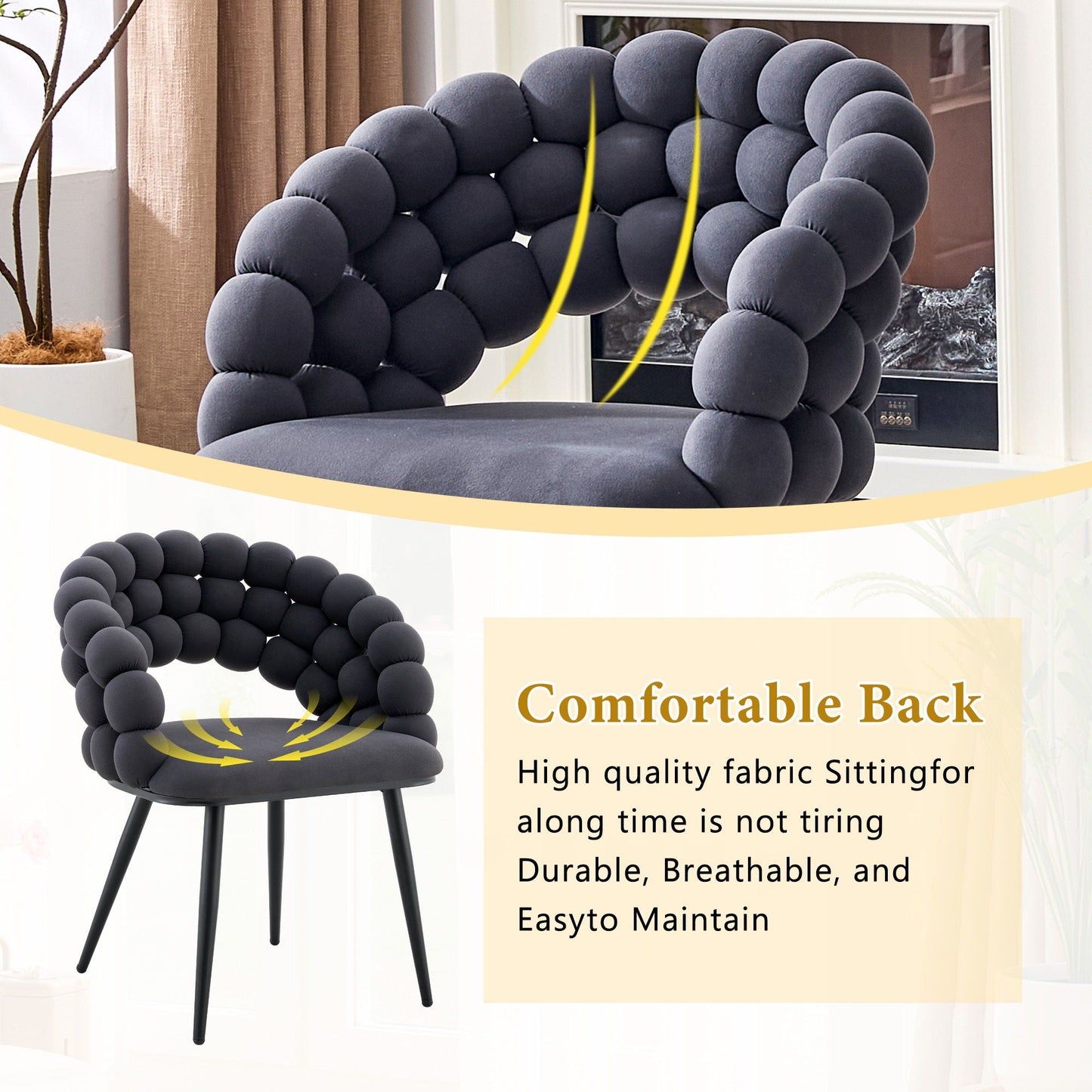 Puffy Bubble, Ball Chain Chairs For Dining Room (Set of 2)