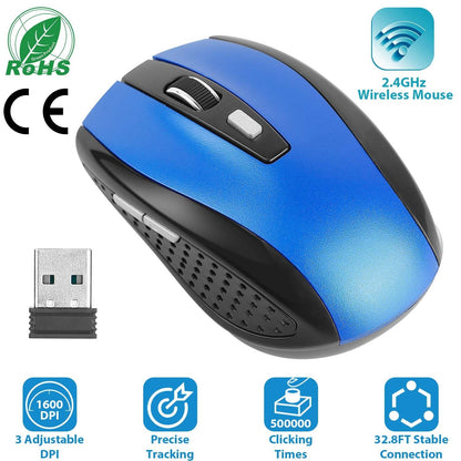 2.4G Wireless Gaming Mouse Optical Mice w/ Receiver 3 Adjustable DPI 6 Buttons For PC Laptop Computer Macbook