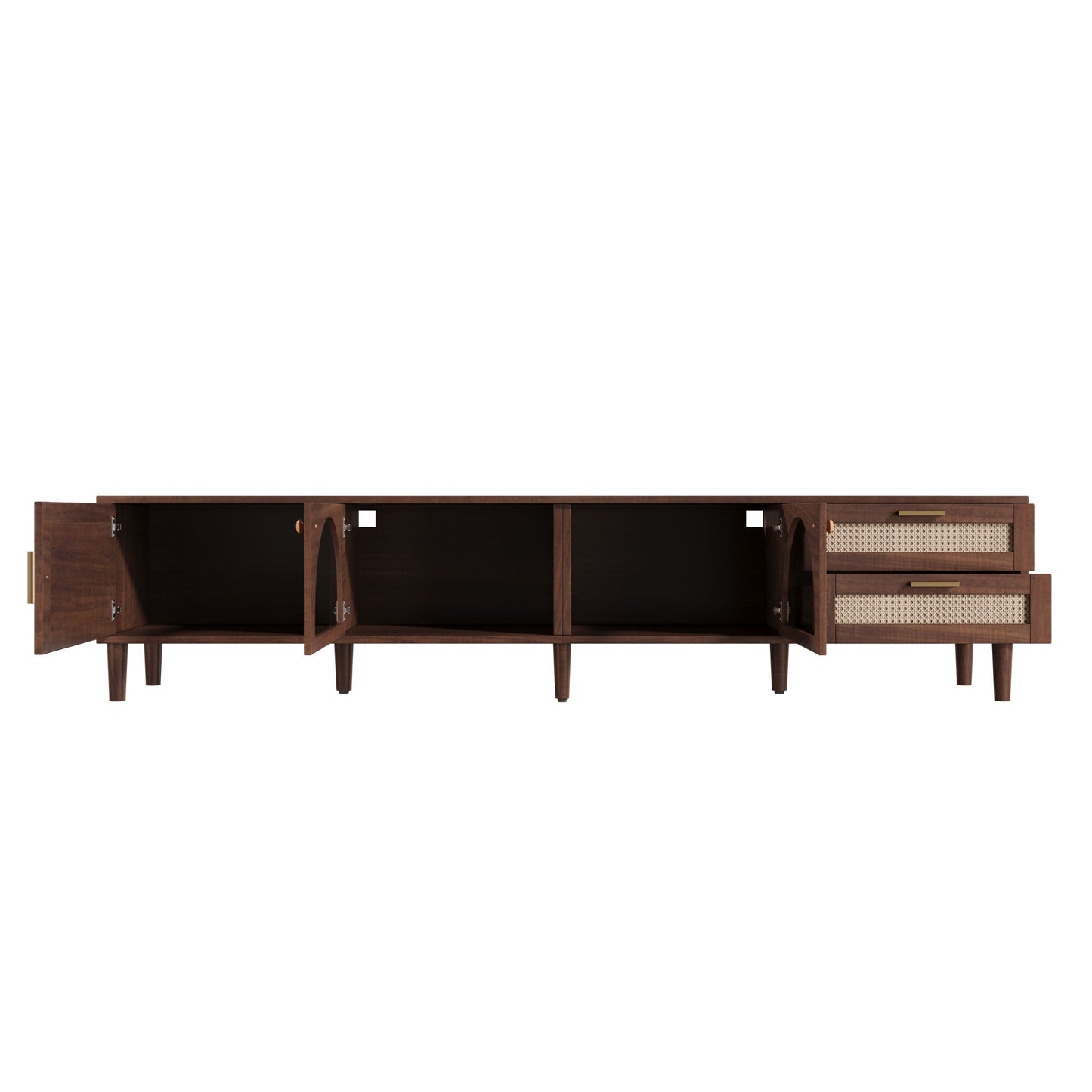 TV Stand For TVs Up To 90", Media Console With App Controlled LED Lights, 2 Drawers & Door Storage - Dark Brown