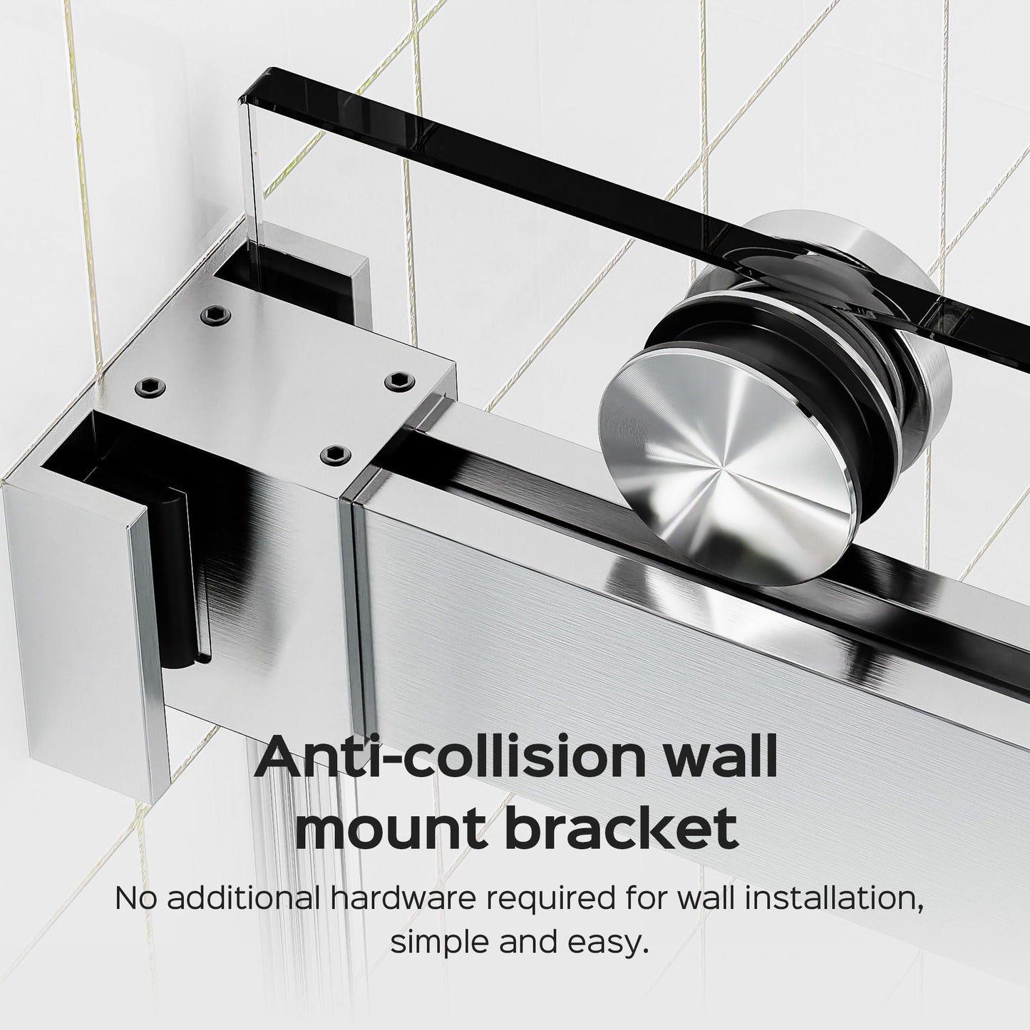 Frameless Double Sliding Shower Door In, Thick Tempered Glass, Reversible Installation