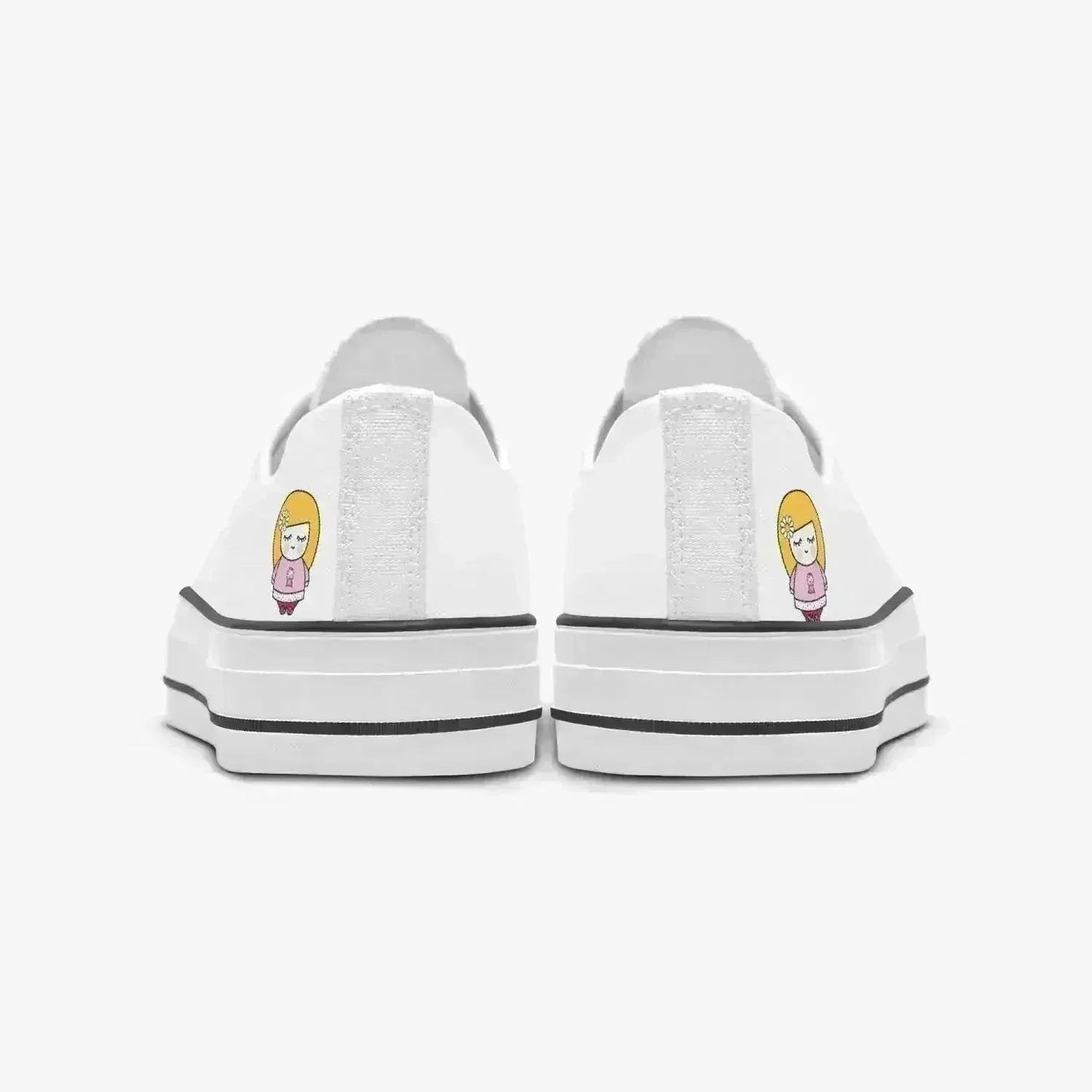 Sue Sue Sweet Low Canvas Shoes-White sole