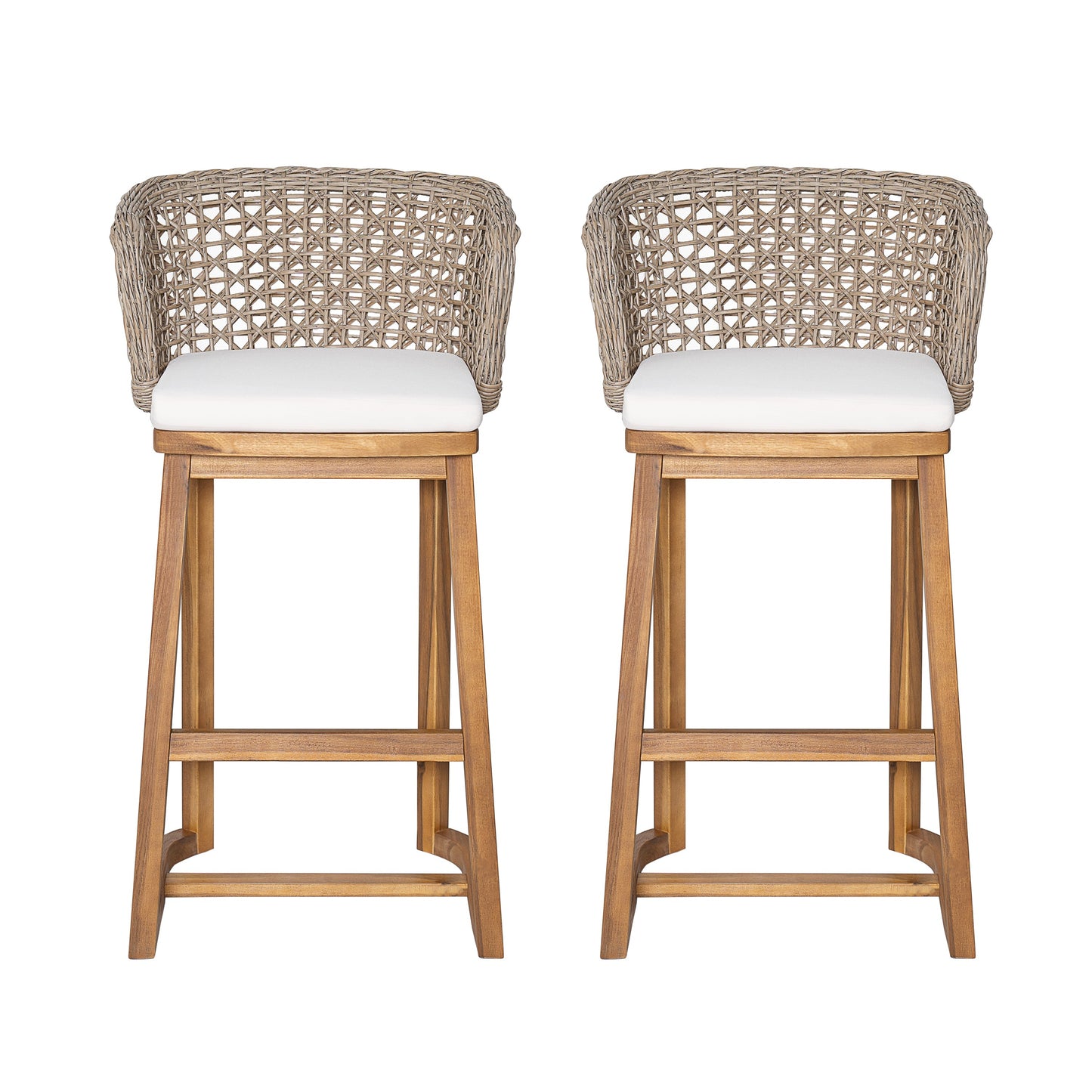 Outdoor Acacia Wood Bar Stools (Set of 2)