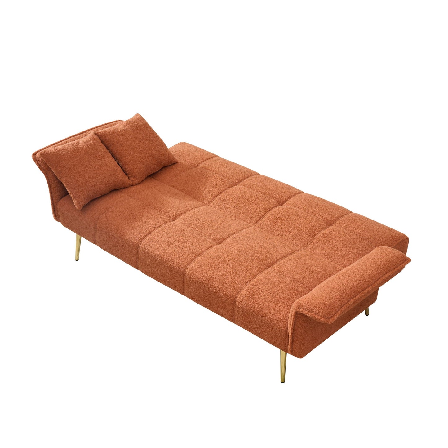 Convertible Double Futon Sofa Bed With Folding Armrests For Living Rooms
