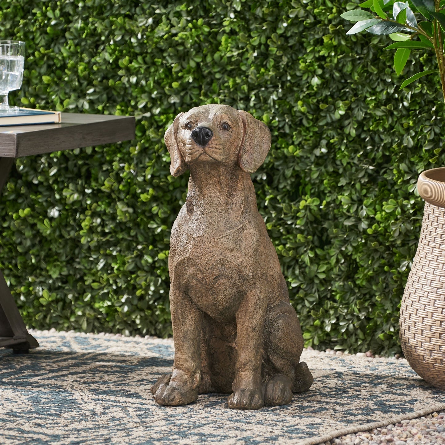 MGO Dog Decor Outdoor Dog Statue - Dark Brown