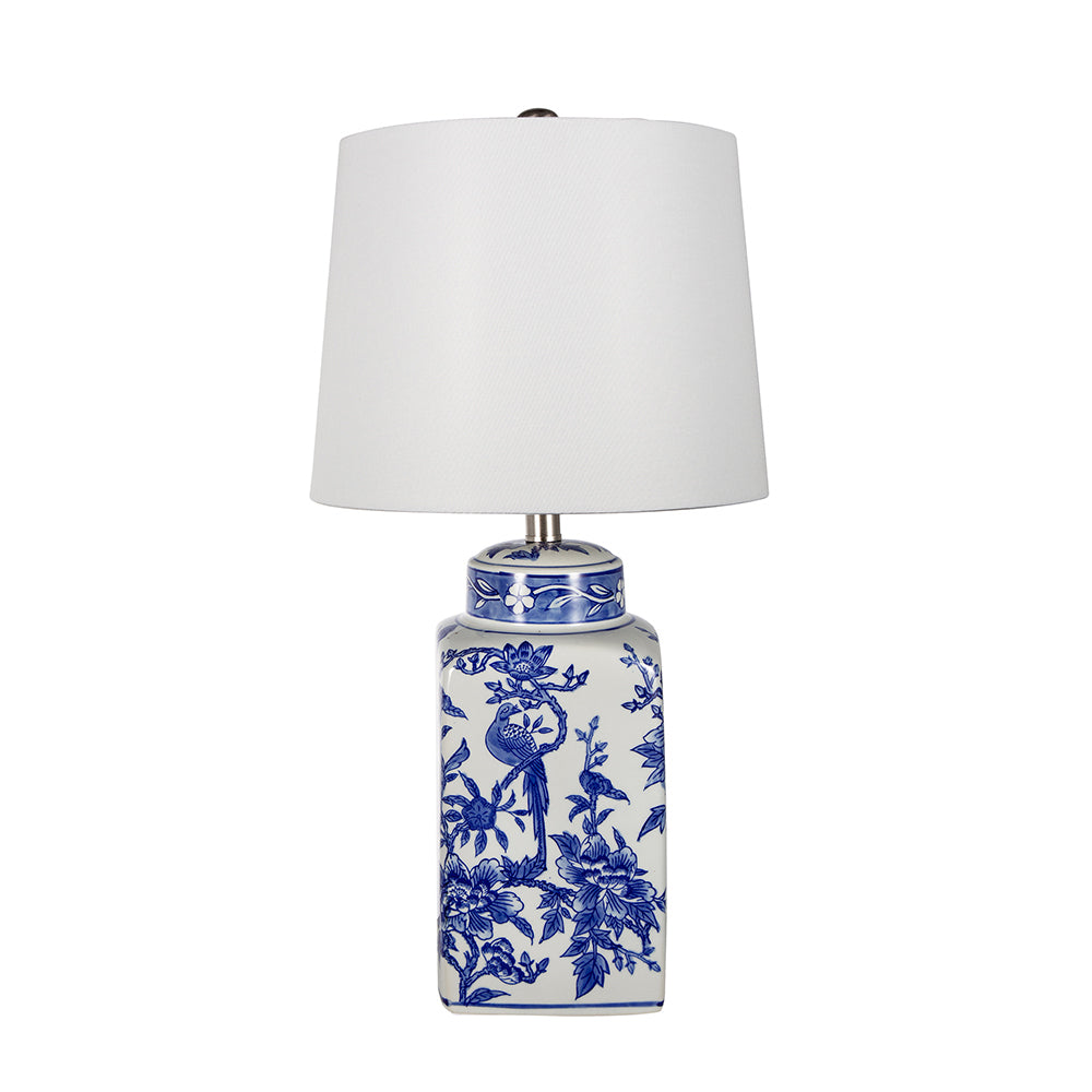 13x25' Blue and White Ceramic Vase Lamp