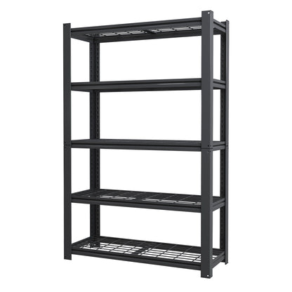 Heavy Duty 5 Tier Adjustable Metal Mesh Storage Rack With 2000 Lbs Capacity - Brushed Nickel