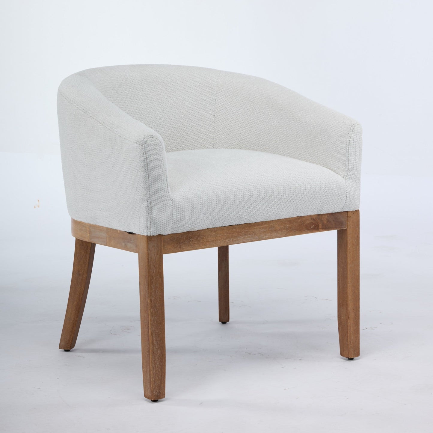 Mid Century Modern Upholstered Barrel Dining Chair with Arms