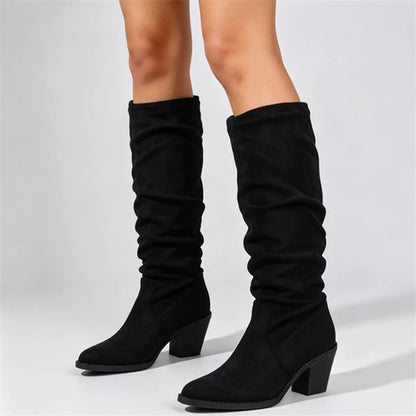 Point Toe Block Heels Boots