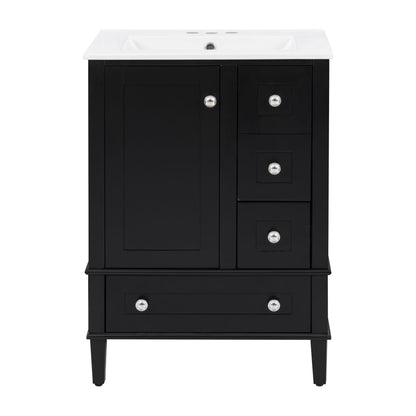 Bathroom Vanity With Integrated Basin, Soft Close Drawers, Door Mounted Double Layer Shelf