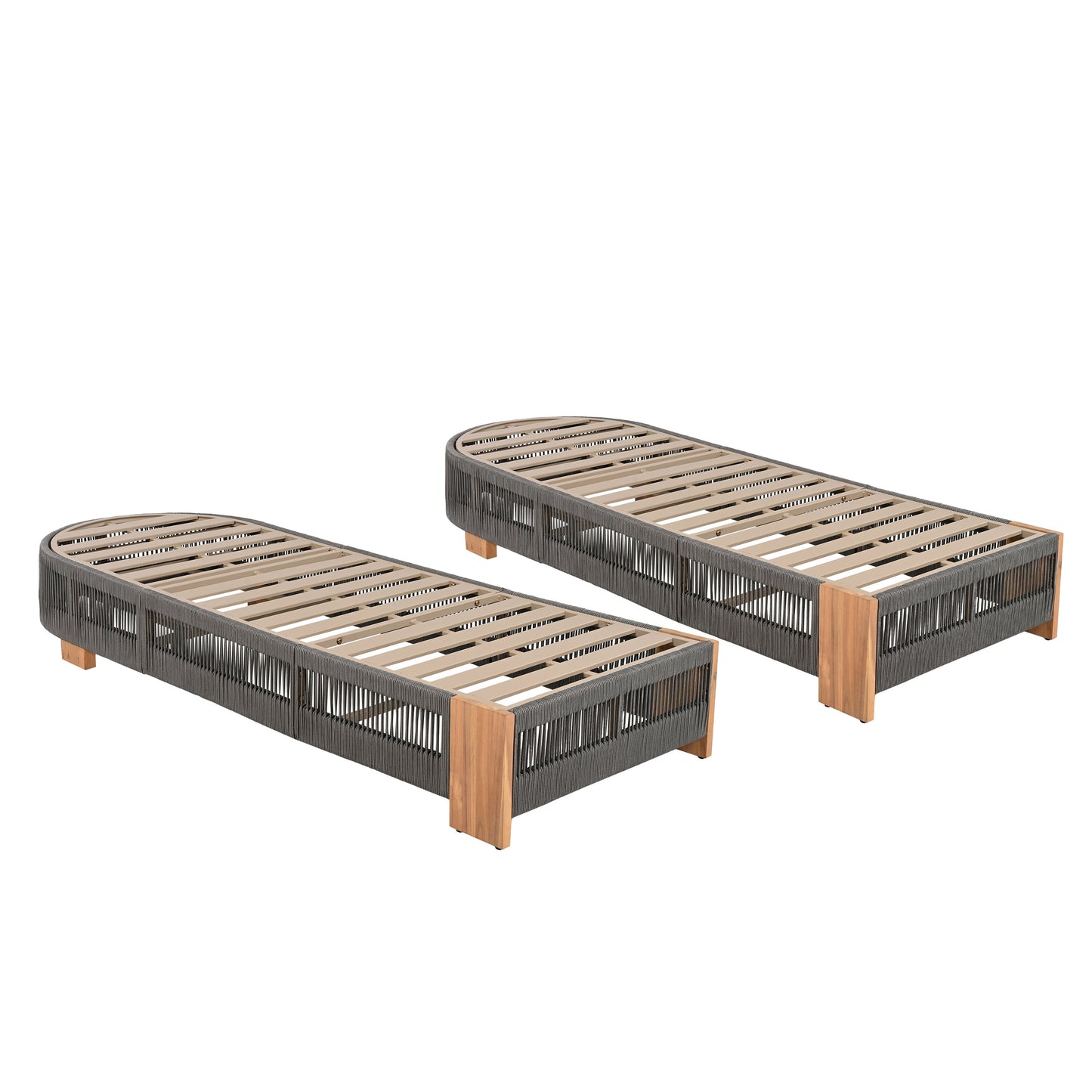 Outdoor Acacia Wood Patio Adjustable Lounge Chair Set of 2
