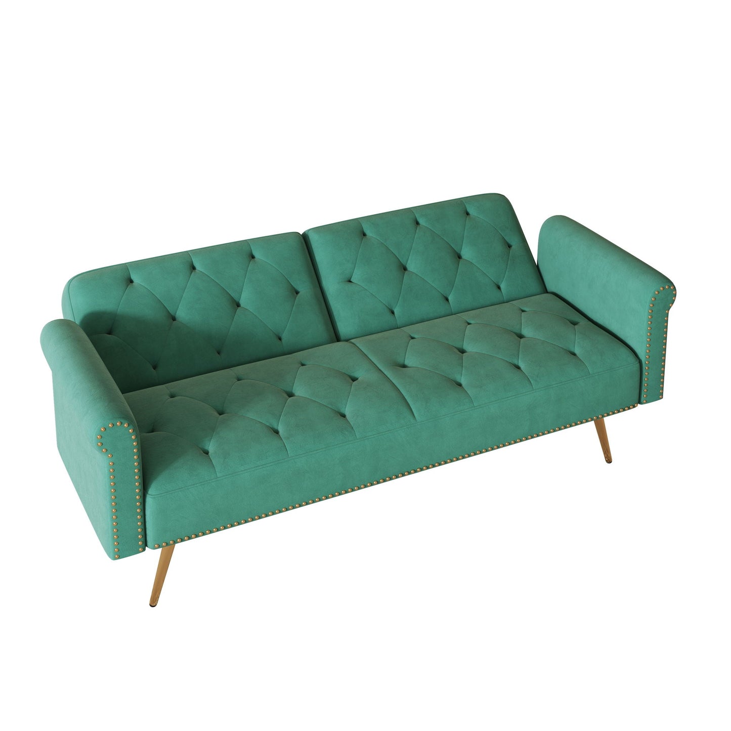 Luxurious Sofa Bed With Nail Head Trim And Matching Pillow