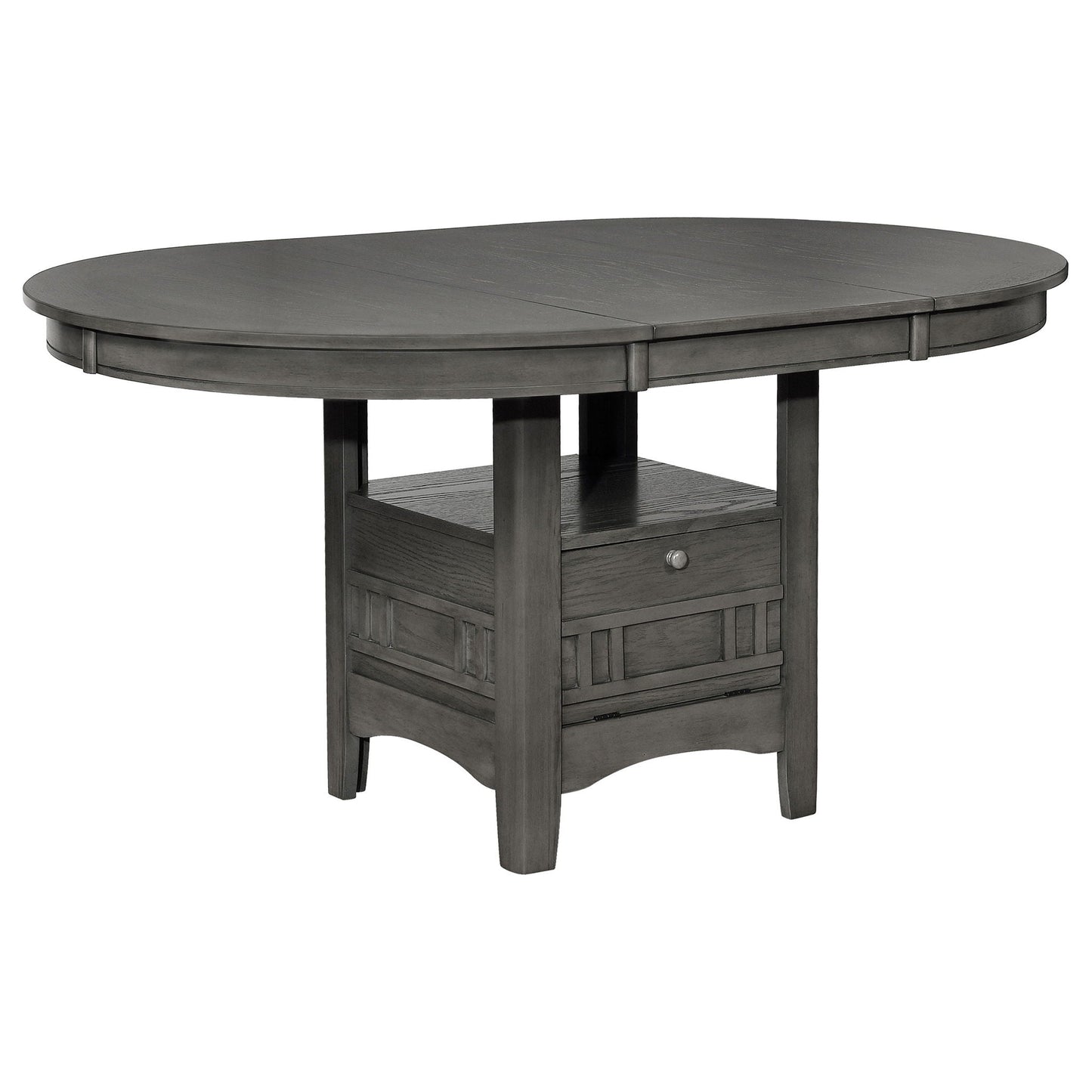 Lavon - Oval Extension Leaf Dining Table With Built In Storage - Gray