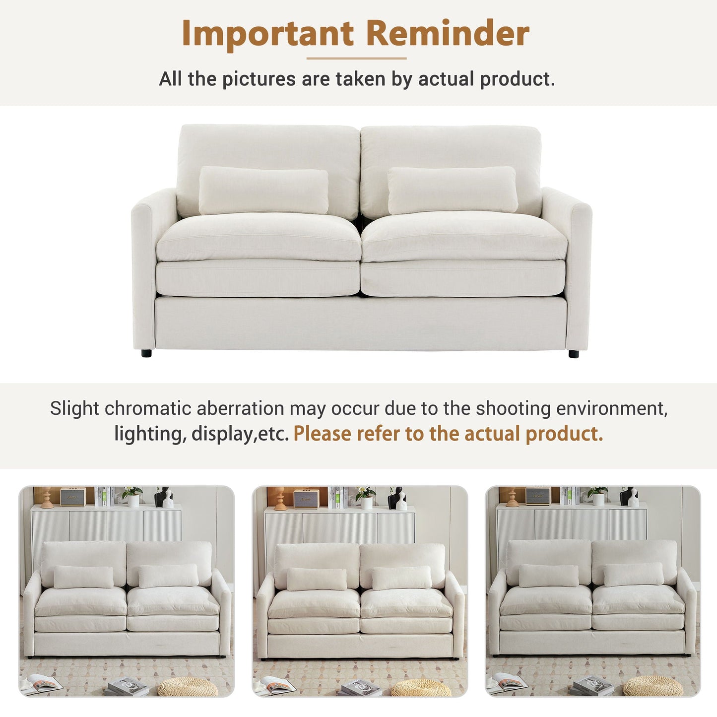 Cozy Upholstered Cushion Loveseat Sofa For Living Room