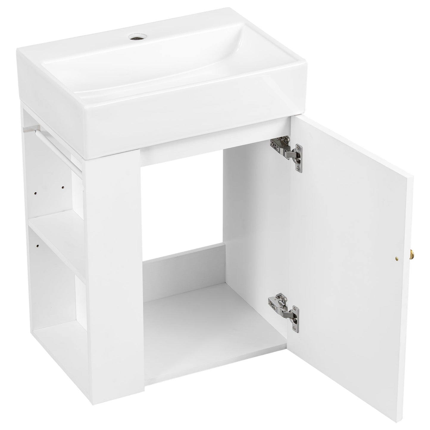 20 Inch Bathroom Vanity with Ceramic Sink, Diamond Pattern Door Design
