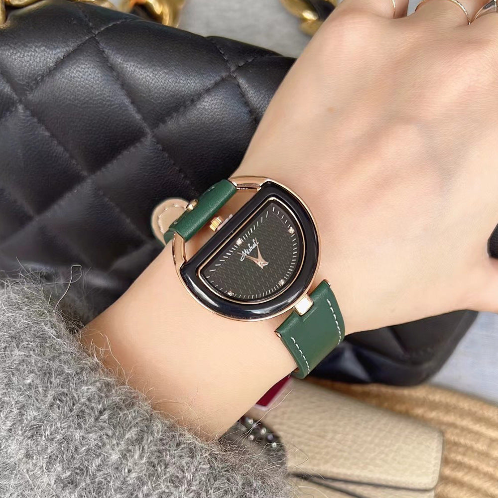 Womens Watch With A Genuine Leather Strap Simple And Elegant