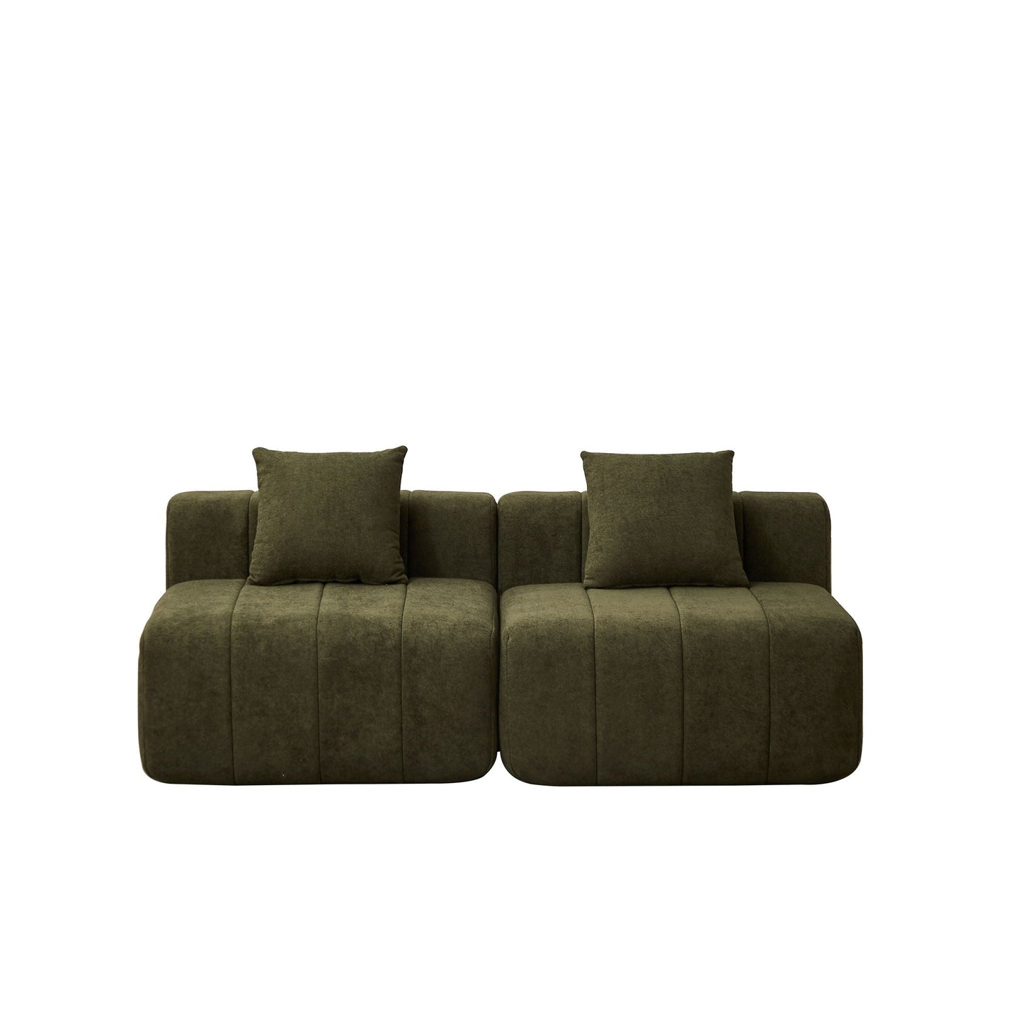 Modular Sectional Sofa With 2 Pillows, Symmetrical Design