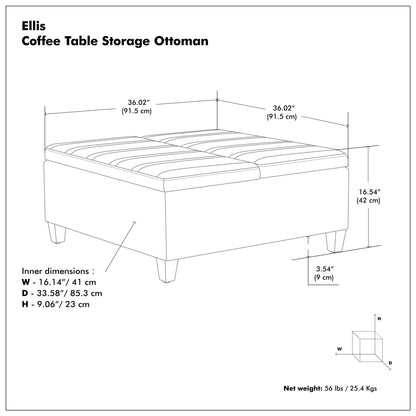 Ellis - Coffee Table Storage Ottoman Contemporary Design