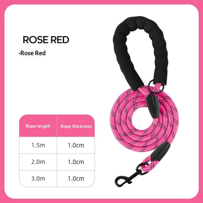 Thickened Reflective Dog Leash - Durable Nylon Pet Walking Lead for Medium Large Dogs