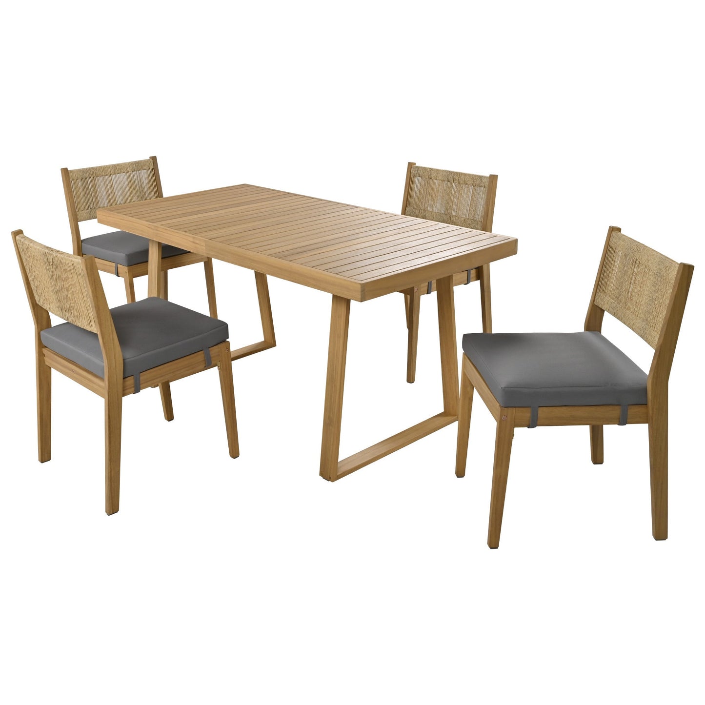 U_Style Multi-Person Outdoor Acacia Wood Dining Table and Chair Set