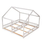 House Platform Beds, 2 Shared Beds, Metal Frame With Guardrails