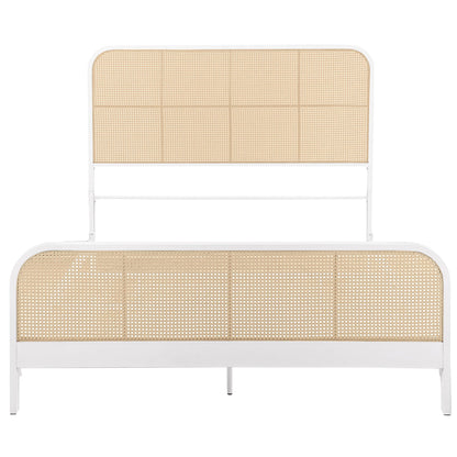 Lanewood Open Cane Webbing Metal Queen Bed White