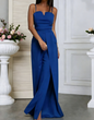 Sexy Fitted Slit Strapless Jumpsuit