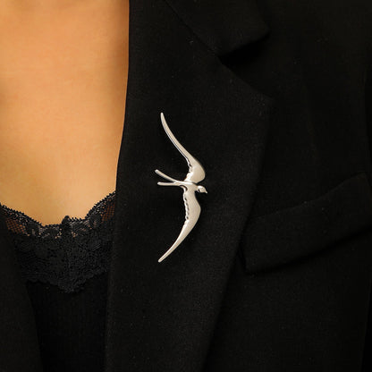 Stainless Steel Swallow Flower Brooch