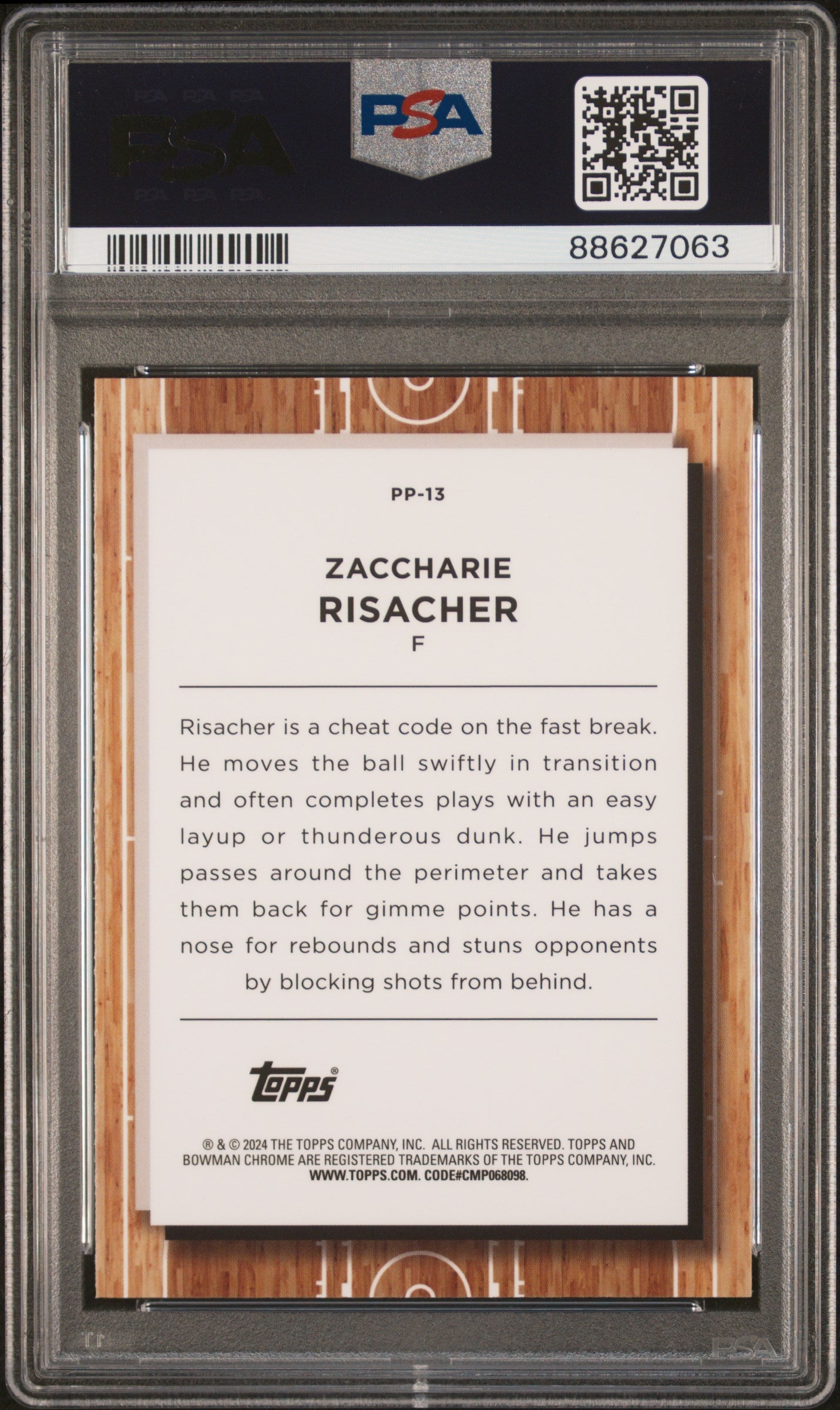 Graded 2023 Topps Bowman U Chrome Zaccharie Risacher #PP13 Prodigal Playmakers Rookie RC Basketball Card PSA 10 Gem Mint