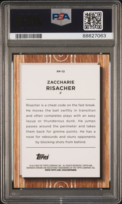 Graded 2023 Topps Bowman U Chrome Zaccharie Risacher #PP13 Prodigal Playmakers Rookie RC Basketball Card PSA 10 Gem Mint
