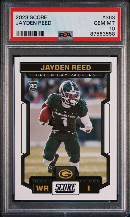 Graded 2023 Panini Score Jayden Reed #363 Rookie RC Football Card PSA 10 Gem Mint