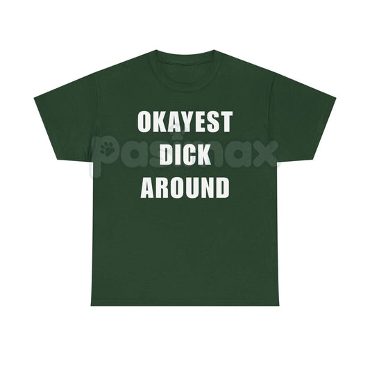 "Okayest Weiner Around" Funny T-Shirt – Sarcastic Weiner Dog Graphic Tee, Premium 100% Cotton Dachshund Humor Top, Soft Lived-In Heavyweight Doxie Lover Shirt, Made in USA