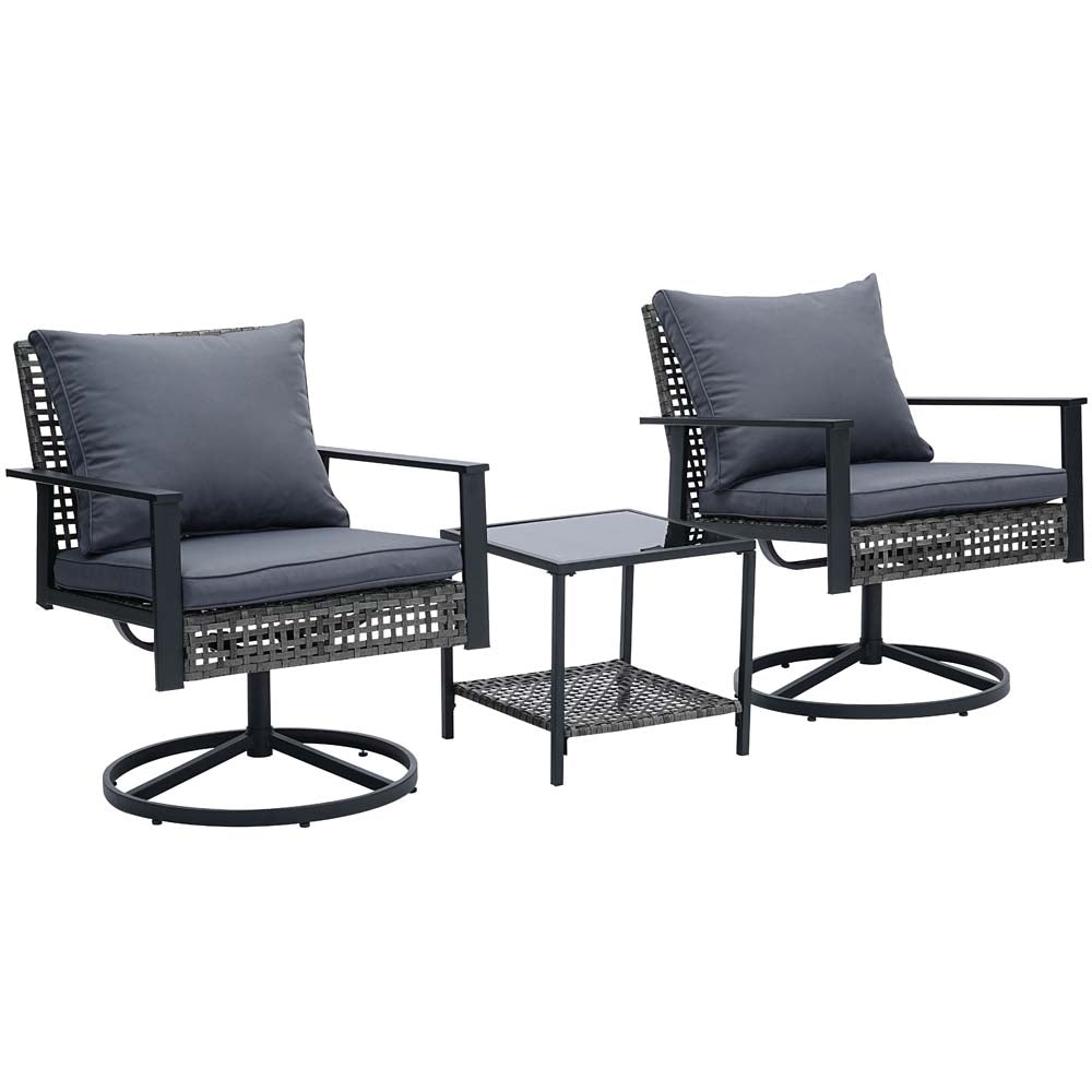 Ainfox 3PCS Patio Sofa With 2 Metal Swivel Chair And Coffee Table For Indoor Outdoor