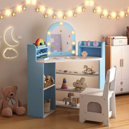2-In-1 Kids Vanity Set with Lights for Toddlers 3+ Years Old