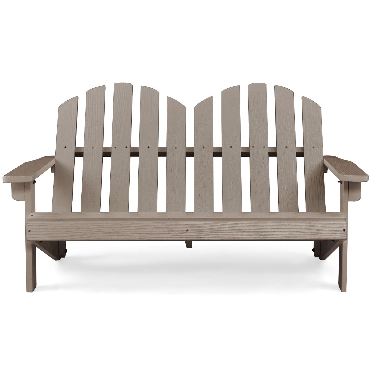 2 Person Fir Wood Adirondack Chair with High Backrest-Gray