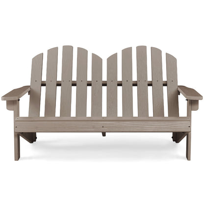 2 Person Fir Wood Adirondack Chair with High Backrest-Gray