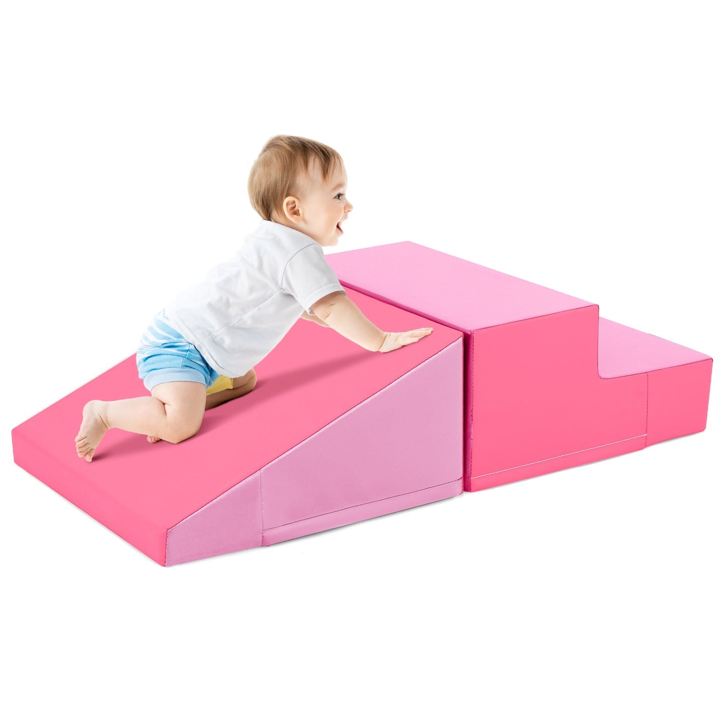 2-Piece Step and Slide Climber for Infants and Toddlers Baby Soft Play Set