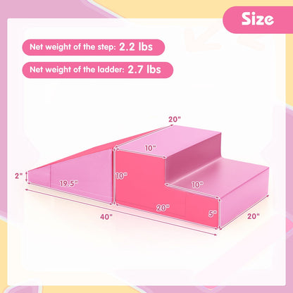 2-Piece Step and Slide Climber for Infants and Toddlers Baby Soft Play Set